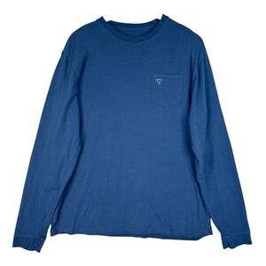Birddogs Long Sleeve Pocket T Shirt Mens Blue Logo‎ Cotton Blend Casual Tee